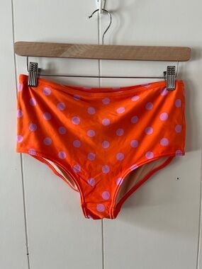 J. Crew Orange Bikini Bottoms with Pink Polka Dots